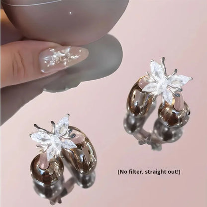 Luxury Butterfly Earring Bluetooth Earphones Clip-On Wireless Sports Headphones High Appearance Long Battery Life Headset